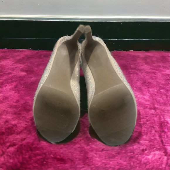 BONGO Champagne Rhinestone Lace Up Zipback Dress Heels Shooties 8 - Picture 6 of 8